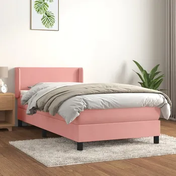 Ložnice vidaXL Box spring postel s matrací 90x190 cm samet [3130815] Barva: Růžová