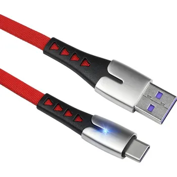 Datový kabel Interlook UC-008 | Typ-C 1M | USB 5A kabel s LED pro telefon Červená