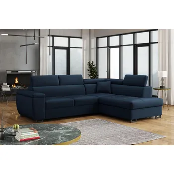 Sedací souprava Falco Rohová sedací souprava Wiliam, rozkládací s úložným prostorem, pravá, tmavě modrá/Velvet 79
