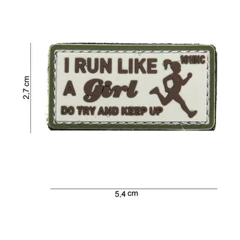 Nášivka Gumová nášivka 101 Inc nápis I Run Like a Girl - béžová