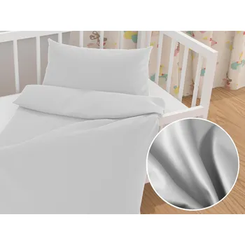 Povlečení Dětské saténové povlečení do postýlky ST-012 Světle šedé Do postýlky 90x120 a 40x60 cm