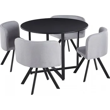 Jídelní set Jídelní set 1+4, černá/světle šedá, BEVAN NEW