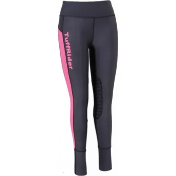 Jezdecké kalhoty Dámské jezdecké legíny KENTAUR - s gripem na kolenou, 38 - Tmavě šedá - Světle modrá