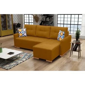 Sedací souprava Falco Rohová sedací souprava Padova, rozkládací s úložným prostorem, pravá, žlutá/Malmo 41