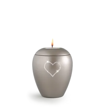 Smuteční dekorace Zvířecí urna Crystal Heart se svíčkou - Fumé 0,5l