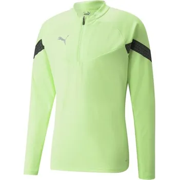Pánská mikina Pánská sportovní mikina Puma TEAMFINAL TRAINING 1/4 ZIP TOP XL Světle zelená, Černá