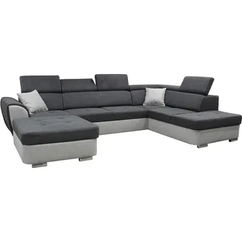 Sedací souprava MALIBU U (MALMO U) - Pravá sedací souprava - TMAVĚ ŠEDÁ sedák,opěrák,záhlavníky Matana 05/ korpus , dek polštářky Matana 01 SVĚTLE ŠEDÁ (FI) - kolekce "F" (K250-Z) NOVÁ LÁTKA