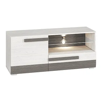 Televizní stolek BERNIS 10 -televizní stolek 1D1S, lamino, borovice bílá/ borovice bílá/ šedá (ML) (BLANCO10=2BALÍKY) (K150) MIMOŘÁDNÁ AKCE DO VYPRODÁNÍ ZÁSOB