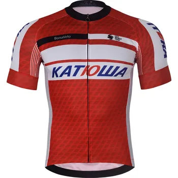 cyklistický dres BONAVELO Cyklistický dres s krátkým rukávem - KATUSHA - červená/bílá XL