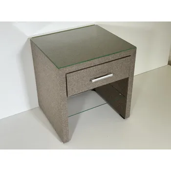 Ložnicová sestava Čalouněný noční stolek béžový - Star + led osvětlení