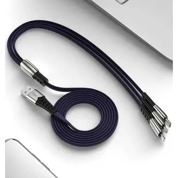 Datový kabel Interlook UC-009 | 3v1 1M | Vyztužený kabel USB pro telefon 3 v 1 – Micro USB, Type-C, Lightning (iPhone) Červená