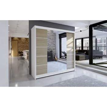 Šatní skříň Falco Šatní skříň Taisa V 180 se zrcadlem, bílá/sonoma