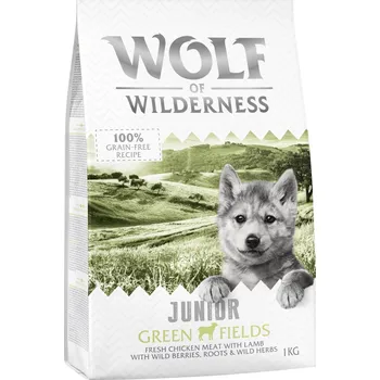 Krmivo pro psa 1kg Wolf of Wilderness Junior "Green Fields" jehněčí- bez obilovin granule pes