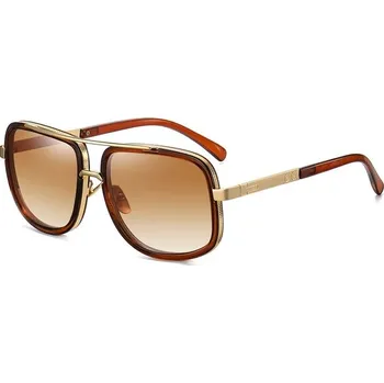 Pánské retro sluneční brýle s kovovými obroučkami - Zlatohnědá