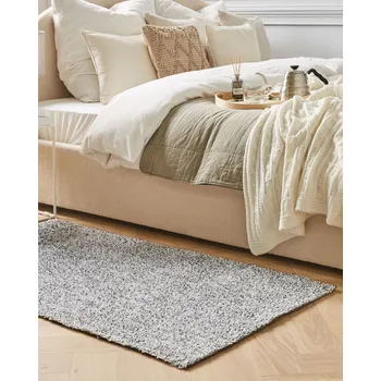 Koberec Koberec šedý 80 x 150 cm huňatá bavlna s příjemným faktorem prošívaný obdélníkový moderní Beliani