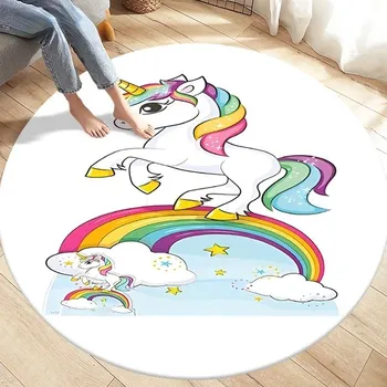 Koberec Kulatý dětský koberec s jednorožcem - 15,180 cm x 180 cm