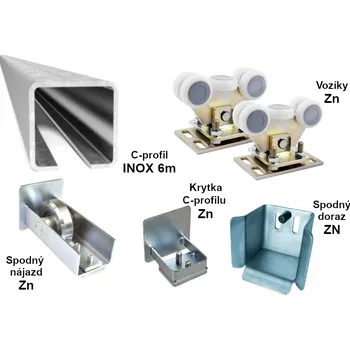 Sada pro výrobu samonosné posuvné brány do 4,5m, INOX/ZN 76x76x3 76x76x3 (SADA-33) Typ rolen: Nylonové role