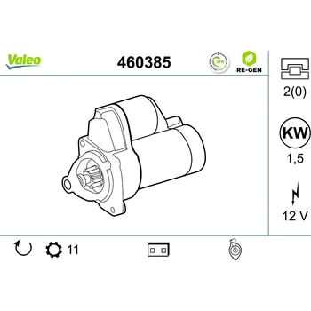 Startér, , 12563718, 12574983, 12593763, 24506694, 89017452, 89017715, VALEO, 460385