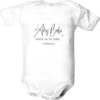 Kojenecký body Dětské body s potiskem Ahoj Babi oznamovací body dětské