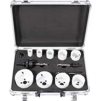 Nástavec na vrták XTLINE Sada vykružovacích bimetalových korunek 13 dílů | 19-64 mm, hlinikový box - M24751