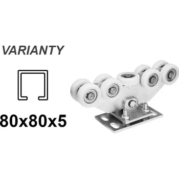 Pohon brány Kyvný vozík s regulací, 9 plastových rolí s montážní deskou