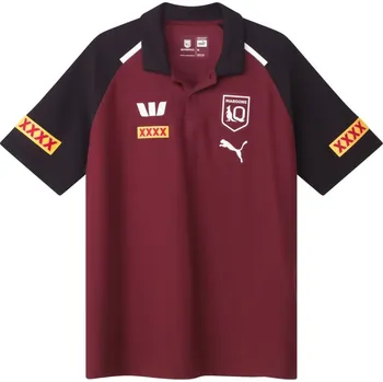 Pánské tričko Puma Queensland Maroons 2024 Polo Shirt Adults Burgundy M