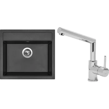 Kuchyňský dřez Set Sinks (dřez Solo 560 Metalblack 74 + baterie Mix 350 P Chrom - lesklý) ACRS56074M350P