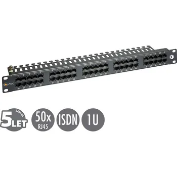 Rozvaděč 19" ISDN panel Solarix 50 x RJ45 černý 1U