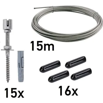 Opora na rostlinu Zelená nástěnná sada 2000x1000mm, 3mm drát, nerezová ocel