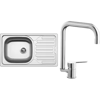 Kuchyňský dřez Set Sinks N42 (dřez Classic 760 V 0,5 mm, matný + baterie Cornia Chrom - lesklý)