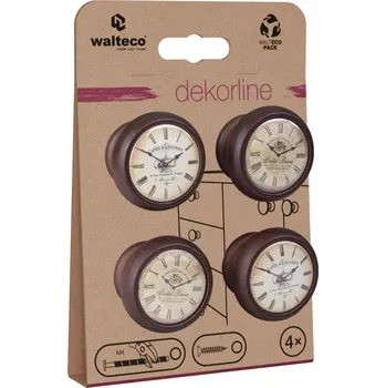 Nábytkové kování Walteco Set nábytkových knopek Clock, průměr 40mm, ořech, 4 ks