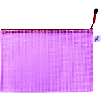 Set školních potřeb Obálka se zipem síťovaná A4 růžová - 5ks