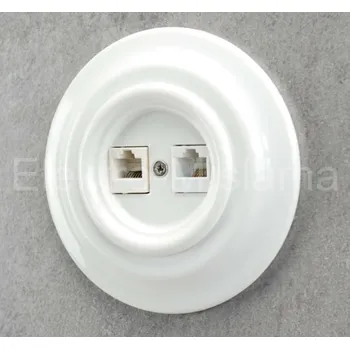 Elektrická zásuvka VINTAGE zásuvka DATOVÁ RJ45 keramika bílá slim Antica TT-04/RJ45