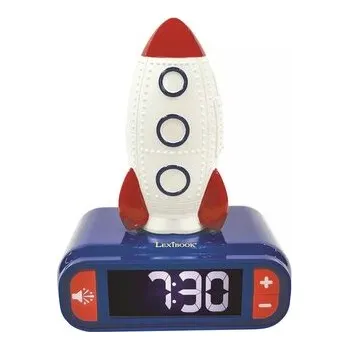 Budík Dětský budík s raketou a s nočním světlením