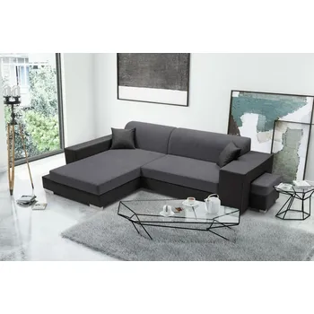 Sedací souprava Falco Rohová sedací souprava Oskar, rozkládací s úložným prostorem, levá, šedá Aston 17/tmavě šedá Eko Santiago 96