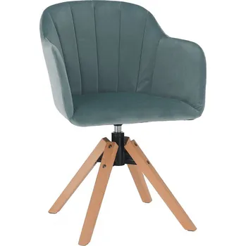 Křeslo Designové otočné křeslo DALIO, Velvet látka, neomint/buk