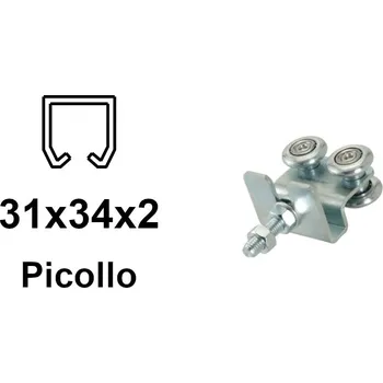 Pohon brány Vozík pro výklopná vrata 4 role s podstavcem pro profil 34×31×2,0