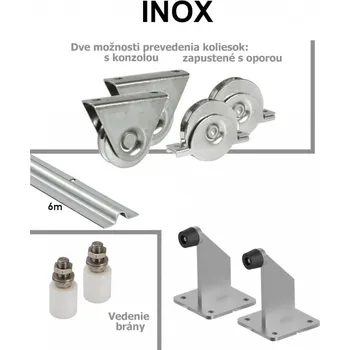 Sada pro výrobu kolejových vrat do šířky průjezdu 3,0 m - INOXOVÁ (SADA-20-INOX) Typ koleček INOX: Zapuštěná šroubovací kola INOX