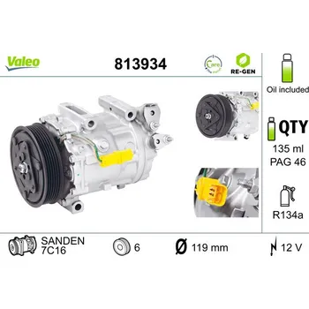 Kompresor klimatizace Kompresor, klimatizace, , VALEO, 813934
