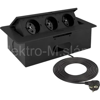 Elektrická zásuvka Výklopná zásuvka GB3PL 3x zásuvka černá