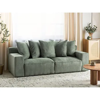 Pohovka Čalouněná pohovka 3místná zelená s polštáři moderní nábytek do obývacího pokoje Beliani