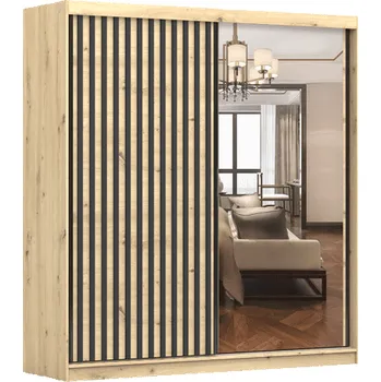 Šatní skříň IDZ Šatní skříň WERONA 2D, 203 cm Dub Artisan/Černá