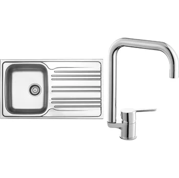 Nerezový dřez Set Sinks N70 (dřez Star 860 V 0,6mm, matný + baterie Cornia Chrom - lesklý)