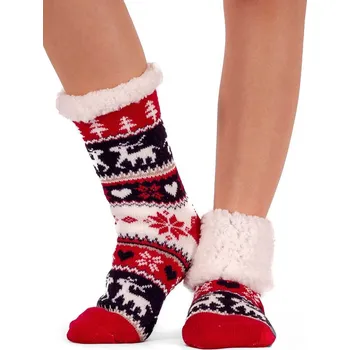 Dámské ponožky Dámské ponožky sobík+srdíčko L-28052 červeno-černé, VELIKOST 35 - 38