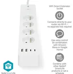 Nedis SmartLife Prodlužovací Přívod | Wi-Fi | Francie / Typ E (CEE 7/6) / USB A / USB-C ™ | 16 A | 3680 W | 2.00 m | 0 - 55 °C | Android™ / IOS | Bílá