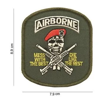 Nášivka textilní 101 Inc Airborne Skull - olivová