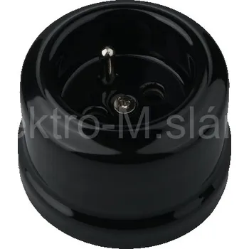 vypínač VINTAGE zásuvka černá nástěnná keramika K1-R65MF