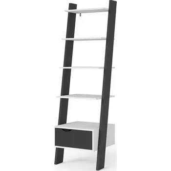 Ložnice Falco Policový regál Retro 385 se zásuvkou, bílá/černá