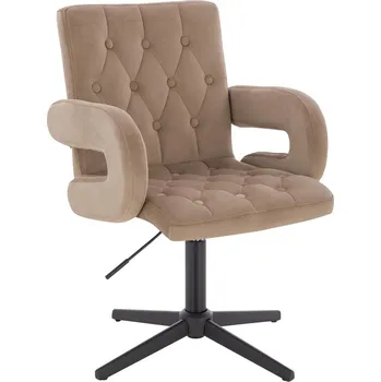 Otočné křeslo Velen velur na černém kříži - tmavě béžová