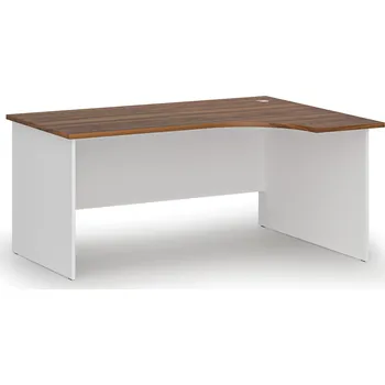 Psací stůl B2B Partner Rohový kancelářský psací stůl PRIMO WHITE, 160x120 cm, pravý, bílá/ořech